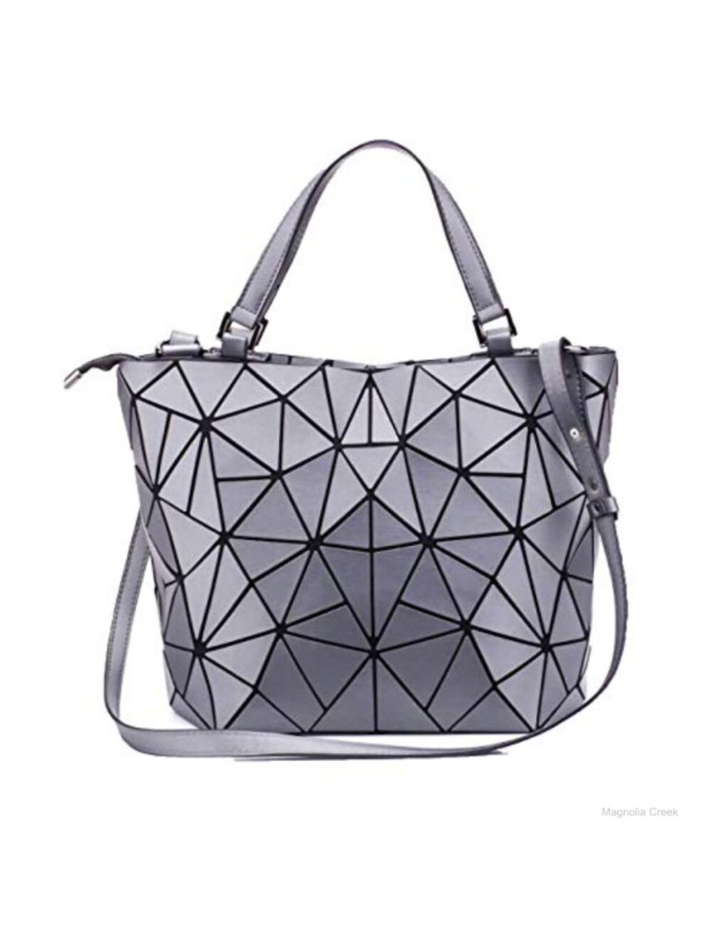 Women's Geometric Lattice Top-Handle Tote Handbag Matte Shoulder Bag